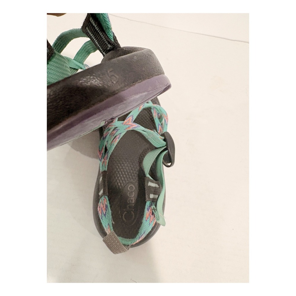 Chaco Z Cloud 2 Womens Size 5 Teal Geometric Double Strap Toe Loop Sandals - Picture 3 of 6